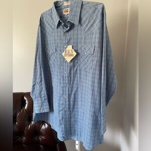 Ely Cattleman Men's Blue Checkered Western Shirt